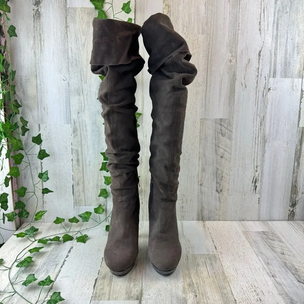 Steve Madden Xennon gray Suede Stiletto Size 9 Tall Platform Boots